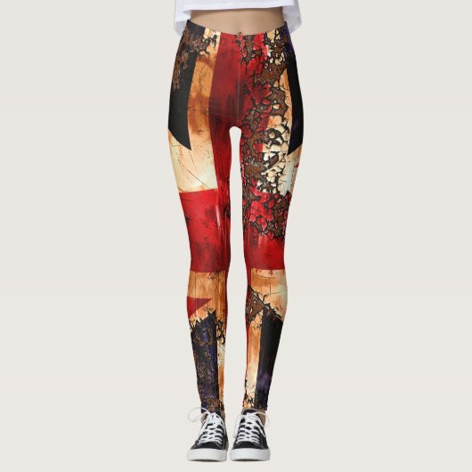 Rusted Patriotic United Kingdom Flag Leggings (Voorkant)