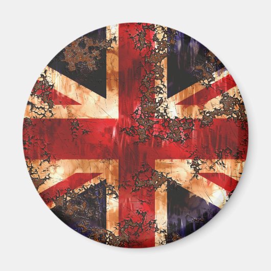 Rusted Patriotic United Kingdom Flag Magneet (Voorkant)