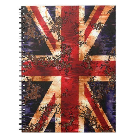 Rusted Patriotic United Kingdom Flag Notitieboek (Voorkant)
