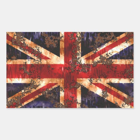 Rusted Patriotic United Kingdom Flag Rechthoekige Sticker (Voorkant)