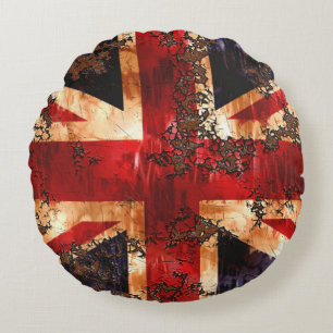 Rusted Patriotic United Kingdom Flag Rond Kussen