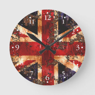 Rusted Patriotic United Kingdom Flag Ronde Klok