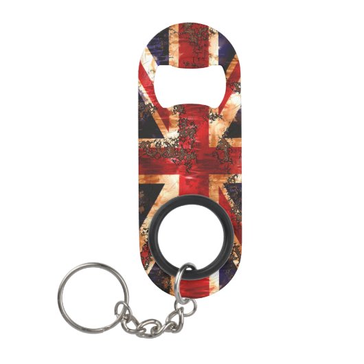 Rusted Patriotic United Kingdom Flag Sleutelhanger Flessenopener (Voorkant)