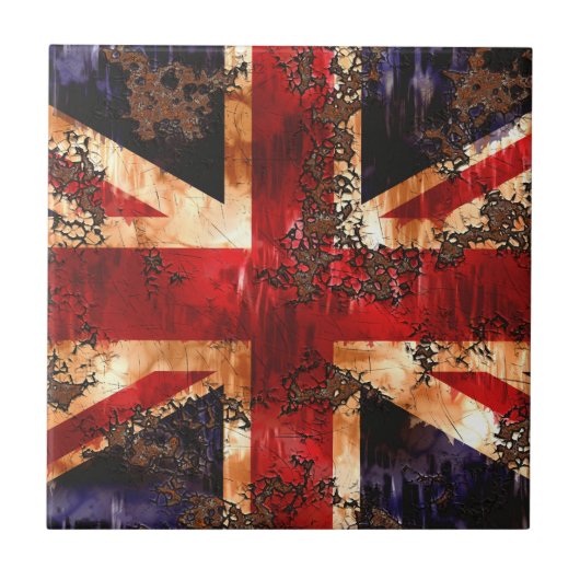 Rusted Patriotic United Kingdom Flag Tegeltje (Voorkant)