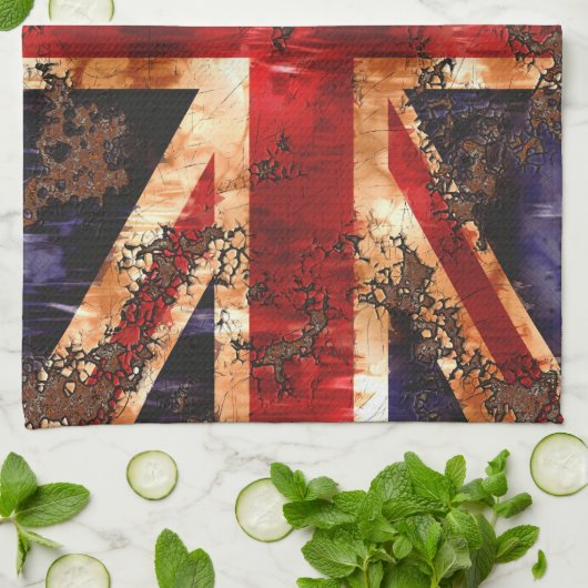Rusted Patriotic United Kingdom Flag Theedoek (Gevouwen)