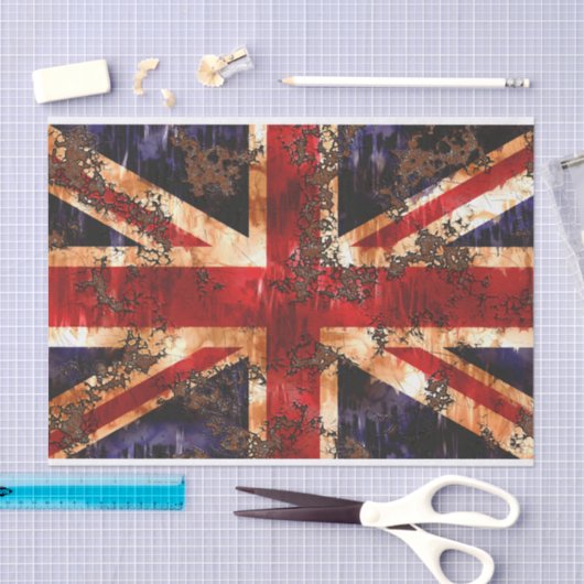 Rusted Patriotic United Kingdom Flag Tissuepapier (Craft)