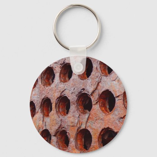 Rusted Perforated Metal Key Ring Sleutelhanger (Voorkant)