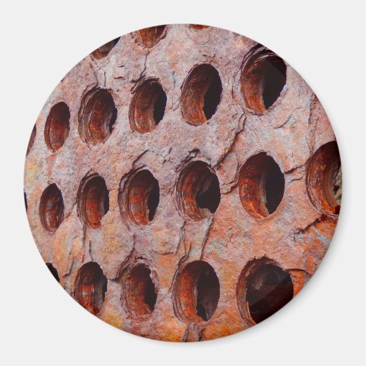 Rusted Perforated Metal Large Round Magnet (Voorkant)