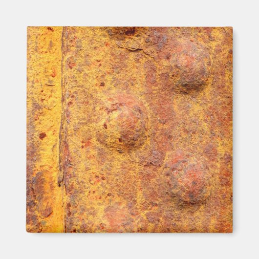 Rusted Rivette Metal Square Magnet (Voorkant)