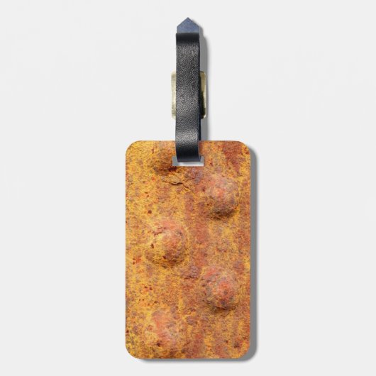 Rusted Rivetted Metal Bagagelabel (Achterkant verticaal)