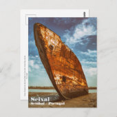 Rusted Shipwreck strandde of strandde op een stran Briefkaart (Voorkant / Achterkant)