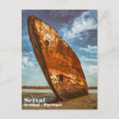 Rusted Shipwreck strandde of strandde op een stran Briefkaart (Voorkant)