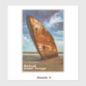 Rusted Shipwreck strandde of strandde op een stran Sticker (Vel)