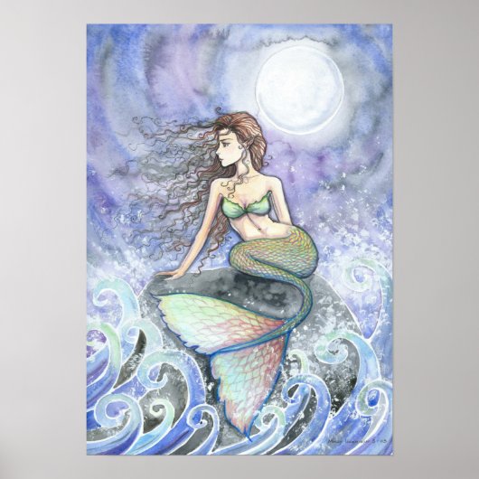 Rusteloze Getijden Zeemeermin Fantasy Posterprint Poster (Voorkant)