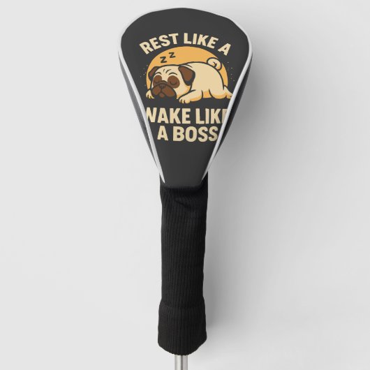 Rusten als een Pug - Wakker worden als een Boos Golfheadcover (Voorkant)