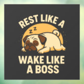 Rusten als een Pug - Wakker worden als een Boos Raamsticker (Vel 3)