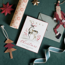 Rusten Aquarellen Hert & Rode Bessen Kerstmis