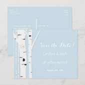 Rusten berkenboom hart blauw bewaar datum ansichtk aankondigingskaart (Voorkant / Achterkant)