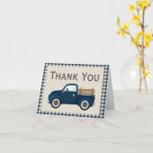 Rusten Blauw Truck Bedankkaart Kaart (Gele Bloem)