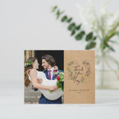 Rusten Bloemen Hart Trouwfoto Bedankt Script Briefkaart (Staand voorkant)