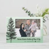 Rusten Dennenboom Munt Kerstkaart (Staand voorkant)