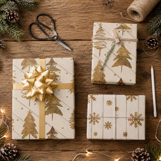 Rusten Goud Kerstmis Inpakpapier Vel