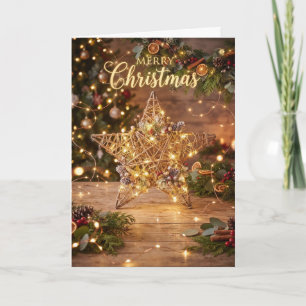 Rusten Gouden Kerstboom Kaart