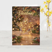 Rusten Gouden Kerstboom Kaart (Gele Bloem)