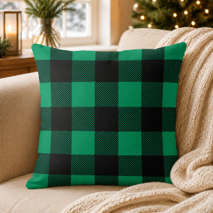 Rusten Groen Zwarte Buffalo Plaid Kerst Kussen