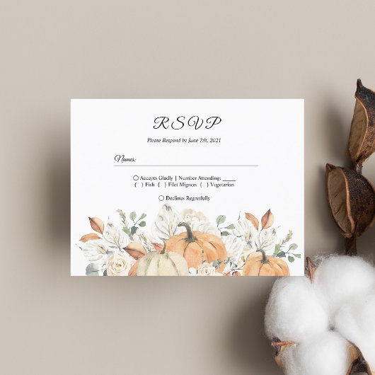 Rusten Herfst Bruiloft RSVP Briefkaart | Aquarel