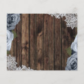 Rusten Hout Stof Blauw Rozen Foto Bewaar de Datum (Achterkant)