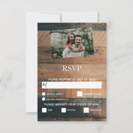 Rusten Houten Foto Huwelijks RSVP Kaarten Kaartje