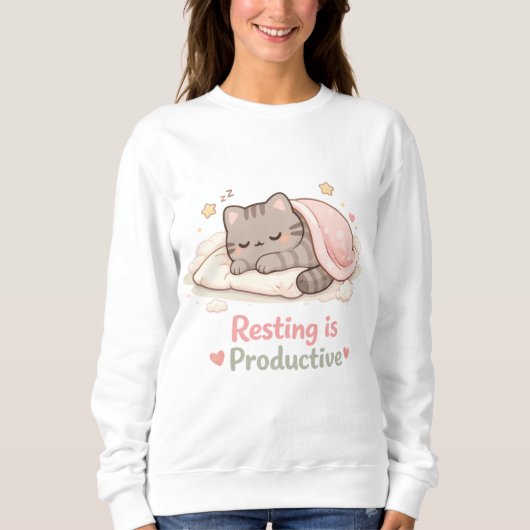Rusten is Productief Knuffelkat Hygge Warm Trui (Voorkant)