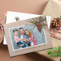 Rusten Kerst Foto Dennenkegel Bruin Kraftpapier