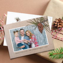 Rusten Kerst Foto Dennenkegel Bruin Kraftpapier