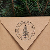 Rusten Kerst Pijnboom Retouradres Rond Rubberstempel