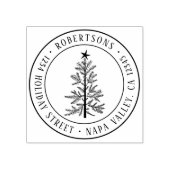 Rusten Kerst Pijnboom Retouradres Rond Rubberstempel (Afrduk)