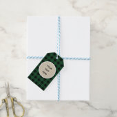 Rusten Kerst Vakantie Groen Buffalo Geruit Kraft Cadeaulabel (Met Touw)
