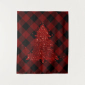 Rusten Kerstboom Buffalo geruit donkerrood zwart Wandkleed (Voorkant)