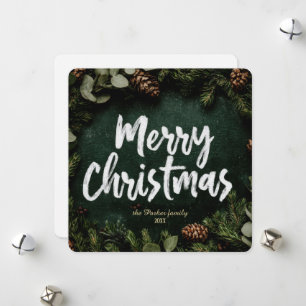 Rusten kerstbord Merry Christmas fotokaart Feestdagenkaart