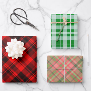 Rusten Kerstdamast Rood en Groen Inpakpapier Vel