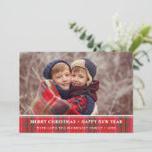 Rusten Kerstdeken Rood Groen Foto Feestdagenkaart (Staand voorkant)