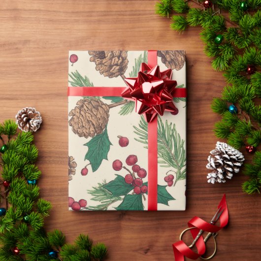 Rusten Kerstdennenboom Cadeaupapier (Feestdagen Geschenken)