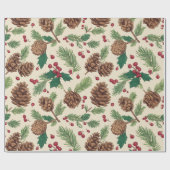 Rusten Kerstdennenboom Cadeaupapier (Vlak)