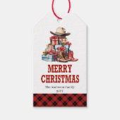 Rusten kerstlabel voor westernthema, bewerkbaar me cadeaulabel (Voorkant)