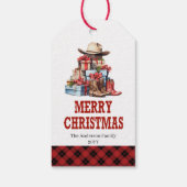Rusten kerstlabel voor westernthema, bewerkbaar me cadeaulabel (Achterkant)