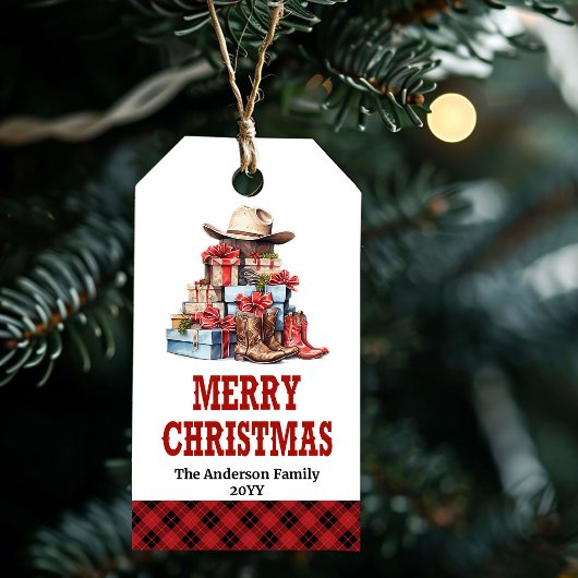 Rusten kerstlabel voor westernthema, bewerkbaar me cadeaulabel