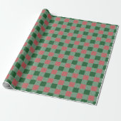 Rusten Kerstmis Groen Schotse Ruit Patroon Cadeaupapier (Uitgerold)