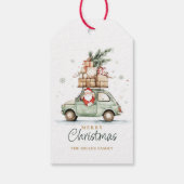 Rusten Kerstmis Kerstman Auto Waterverf Cadeaulabel (Achterkant)