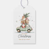 Rusten Kerstmis Kerstman Auto Waterverf Cadeaulabel (Achterkant)